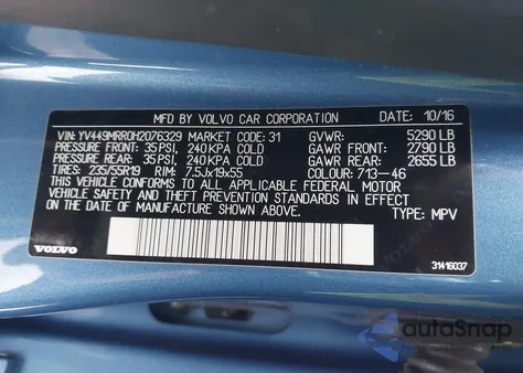 2017 Volvo Xc60 T6 Dynamic from USA, damaged, VIN YV449MRR0H2076329